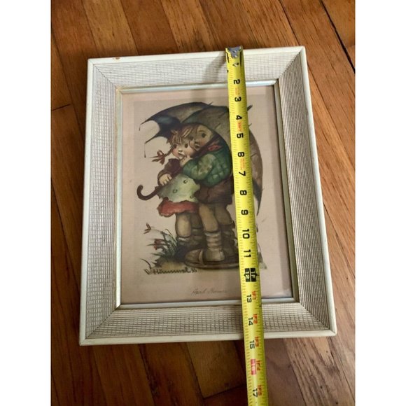 Vintage 1943 - Hummel - Framed - Print - April Showers 13"x10" Children Umbrella - Picture 3 of 6